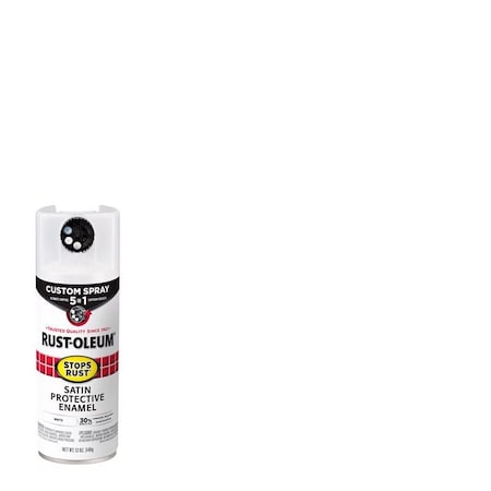 Rust-Oleum Spray Paint, White, Satin, Oil, 12 oz 376870